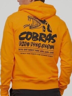 H&M Orange Graphic 'Cobras Fast Food Joint' Hoodie